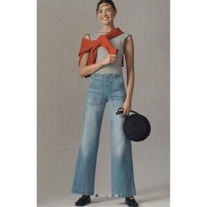 Anthropologie Kit High Rise Wide Leg Trouser Jeans Size 25 Petite